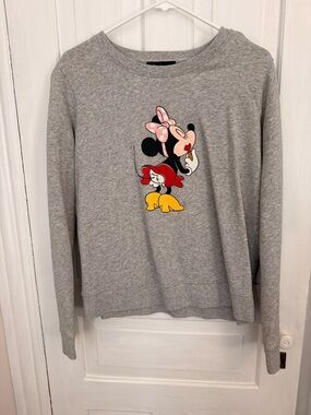 kate spade Grey Minnie Mouse Crewneck with Pink Bow